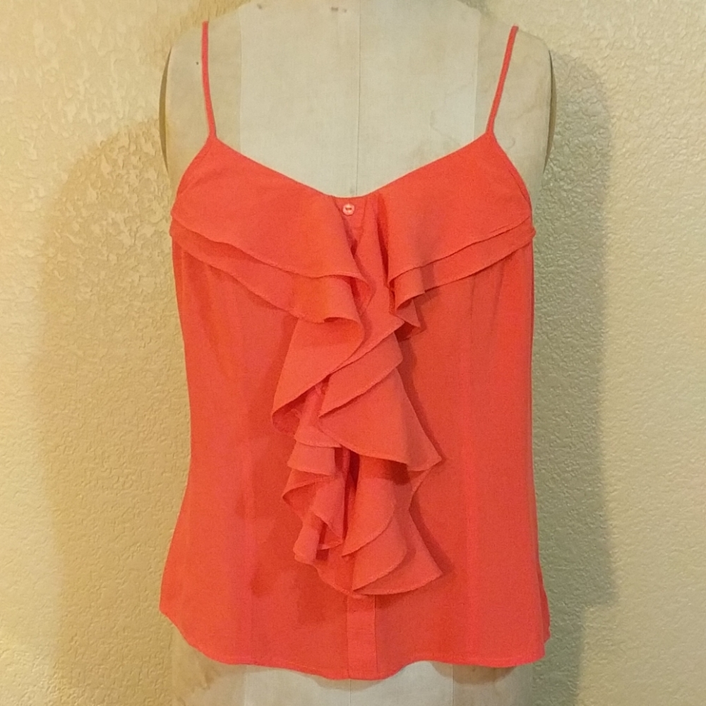 Flowy Tank Top with Ruffle Button Front
